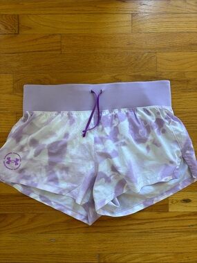 Under Armour Lavender Tie-Dye Athletic Shorts with Purple Drawcord
